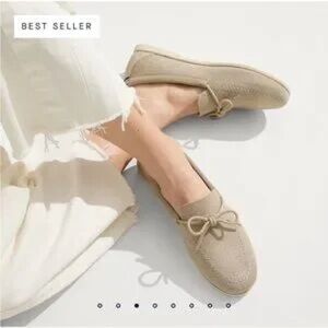 Rothy's Classic Shimmery Sand Tan Loafer Boat Shoes Size 5 Women’s
